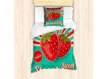 Set Copripiumino Abakuhaus, Fragoline Dolci Premium, Poster Retrò, Strisce Colorate, Illustrazione In Stile Grunge, 135 X 200 Cm + 80 X 80 Cm, Multicolore