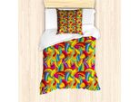 Abakuhaus Set Copripiumino Psichedelico Per Letti Singoli, Arcobaleno Colorato, Antiacaro, Adatto A Chi Soffre Di Allergie, Con Federa, 135 Cm X 200 Cm - 80 X 80 Cm, Multicolore