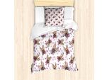 Set Copripiumino Abakuhaus Per Letti Singoli, Aquarell Bowties Pets, Antiacaro, Adatto A Chi Soffre Di Allergie, Con Federa, 135 Cm X 200 Cm - 80 X 80 Cm, Marrone Chiaro Rosa Chiaro