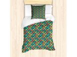 Abakuhaus Set Copripiumino Per Letti Singoli, Pantofole Con Design A Zig-Zag, Antiacaro, Adatto A Chi Soffre Di Allergie, Con Federa, 135 Cm X 200 Cm - 80 X 80 Cm, Multicolore
