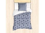 Abakuhaus Set Copripiumino Blu E Bianco Per Letti Singoli, Stelle Marine E Conchiglie, Antiacaro E Anallergico, Con Federa, 135 Cm X 200 Cm - 80 X 80 Cm, Blu Scuro E Bianco