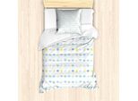 Abakuhaus Set Copripiumino Blu E Giallo Per Letti Singoli, Nuvole Meteorologiche, Antiacaro, Adatto A Chi Soffre Di Allergie, Con Federa, 135 Cm X 200 Cm - 80 X 80 Cm, Azzurro E Giallo