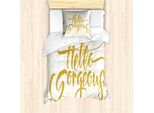 Abakuhaus Ciao Splendido Set Copripiumino Per Letti Singoli, Grafica, Antiacaro, Adatto A Chi Soffre Di Allergie, Con Federa, 135 Cm X 200 Cm - 80 X 80 Cm, Yellow Earth Giallo
