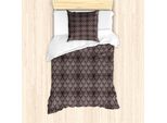 Abakuhaus Set Copripiumino In Damasco Per Letti Singoli, Motivo Floreale, Antiacaro, Adatto A Chi Soffre Di Allergie, Con Federa, 135 Cm X 200 Cm - 80 X 80 Cm, Beige E Grigio Scuro