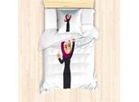 Abakuhaus Set Copripiumino Femminista Per Letti Singoli, Donna Con Bicchiere, Antiacaro, Adatto A Chi Soffre Di Allergie, Con Federa, 135 Cm X 200 Cm - 80 X 80 Cm, Multicolore