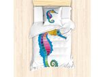 Set Copripiumino Abakuhaus Seahorse Per Letti Singoli, Motivo Grafico Colorato, Antiacaro, Adatto A Chi Soffre Di Allergie, Con Federa, 135 Cm X 200 Cm - 80 X 80 Cm, Multicolore