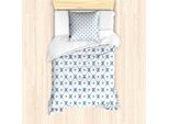 Abakuhaus Set Copripiumino Blu E Bianco Per Letti Singoli, Rombi E Stelle, Antiacaro, Adatto A Chi Soffre Di Allergie, Con Federa, 135 Cm X 200 Cm - 80 X 80 Cm, Azzurro E Avorio