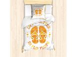 Abakuhaus Set Copripiumino Per Letto Singolo, Motivo Stained Grungy, Antiacaro, Adatto A Chi Soffre Di Allergie, Con Federa, 135 Cm X 200 Cm - 80 X 80 Cm, Bianco, Arancione E Giallo