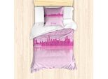 Abakuhaus Set Copripiumino Chicago Skyline Per Letti Singoli, Usa Downtown, Antiacaro, Adatto A Chi Soffre Di Allergie, Con Federa, 135 Cm X 200 Cm - 80 X 80 Cm, Rosa Pallido Fucsia