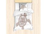 Abakuhaus Set Copripiumino Per Letto Singolo, Motivi Floreali A Spirale, Antiacaro E Anallergico, Con Federa, 135 Cm X 200 Cm - 80 X 80 Cm, Bianco E Marrone Castagna