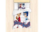 Abakuhaus Set Copripiumino Sportivo Per Letti Singoli, Baseball Pitching, Antiacaro, Adatto A Chi Soffre Di Allergie, Con Federa, 135 Cm X 200 Cm - 80 X 80 Cm, Blu Cobalto-Bianco