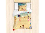 Set Copripiumino Abakuhaus Per Letti Singoli, Beach Volley, Antiacaro, Adatto A Chi Soffre Di Allergie, Con Federa, 135 Cm X 200 Cm - 80 X 80 Cm, Multicolore