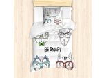 Abakuhaus Set Copripiumino Per Letto Singolo, Ritratti Divertenti Be Smart, Antiacaro, Adatto A Chi Soffre Di Allergie, Con Federa, 135 Cm X 200 Cm - 80 X 80 Cm, Multicolore
