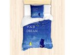 Abakuhaus Set Copripiumino Per Letto Singolo, Mare Verso Il Faro, Antiacaro, Adatto A Chi Soffre Di Allergie, Con Federa, 135 Cm X 200 Cm - 80 X 80 Cm, Blu Cobalto E Giallo