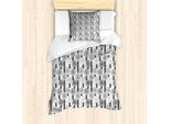 Abakuhaus Set Copripiumino Per Letti Singoli, Motivo Astratto Doodle, Antiacaro, Adatto A Chi Soffre Di Allergie, Con Federa, 135 Cm X 200 Cm - 80 X 80 Cm, Grigio Chiaro Bianco