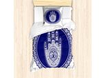 Abakuhaus Set Copripiumino Hamsa Per Letti Singoli, Mandala Mediorientale, Antiacaro, Adatto A Chi Soffre Di Allergie, Con Federa, 135 Cm X 200 Cm - 80 X 80 Cm, Blu Navy E Bianco