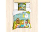 Abakuhaus Set Copripiumino Per Letto Singolo, Disegno Woodland Party, Antiacaro, Adatto A Chi Soffre Di Allergie, Con Federa, 135 Cm X 200 Cm - 80 X 80 Cm, Multicolore