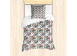 Set Copripiumino Abakuhaus Per Letti Singoli, Motivo Botanico Acquerellato, Antiacaro, Adatto A Chi Soffre Di Allergie, Con Federa, 135 Cm X 200 Cm - 80 X 80 Cm, Multicolore