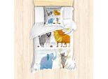 Abakuhaus Set Copripiumino Per Lettini Singoli, Leone Elefante Procione, Antiacaro Adatto A Chi Soffre Di Allergie Con Federa, 135 Cm X 200 Cm - 80 X 80 Cm, Multicolore