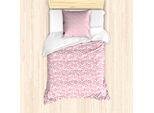 Abakuhaus Set Copripiumino Per Letto Singolo Con Motivo Irregolare, Antiacaro E Anallergico, Con Federa, 135 Cm X 200 Cm - 80 X 80 Cm, Rosa Pallido Rubino E Bianco