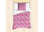 Abakuhaus Set Copripiumino San Valentino, Illustrazione A Tema Amoroso Con Cuori Colorati E Riccioli Decorati Con Volute Punteggiate, 135 X 200 Cm + 80 X 80 Cm, Multicolore