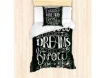 Abakuhaus Set Copripiumino Bianco E Nero, Citazione Vintage, Immagine Monocromatica Motivazionale Ispirata Ai Tuoi Sogni, 135 X 200 Cm + 80 X 80 Cm, Bianco E Nero
