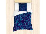 Abakuhaus Set Copripiumino Blu Navy E Verde Acqua, Triangoli Astratti Con Pois Disposizione Geometrica Nei Toni Del Blu, 135 X 200 Cm + 80 X 80 Cm, Blu Navy Verde Acqua