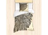 Abakuhaus Set Copripiumino Per Letto Singolo, Motivo Floreale Vintage Grunge, Antiacaro E Anallergico, Con Federa, 135 Cm X 200 Cm - 80 X 80 Cm, Marrone E Beige