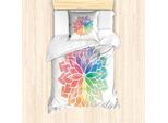 Abakuhaus Set Copripiumino Arcobaleno Mandala Per Letti Singoli, Petals, Antiacaro, Adatto A Chi Soffre Di Allergie, Con Federa, 135 Cm X 200 Cm - 80 X 80 Cm, Multicolore