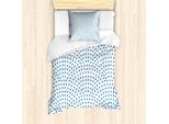 Abakuhaus Set Copripiumino Fischschuppen, Piccole Gocce Di Pioggia Blu Su Sfondo Bianco, Motivo Astratto A Onde, 135 X 200 Cm + 80 X 80 Cm, Blu Navy E Bianco