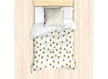 Abakuhaus Set Copripiumino Per Letto Singolo, Simple Doodle Flies Bee, Antiacaro, Adatto A Chi Soffre Di Allergie, Con Federa, 135 Cm X 200 Cm - 80 X 80 Cm, Marrone, Giallo, Bianco