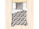 Abakuhaus Set Copripiumino Per Letto Singolo, Motivo Silhouette, Antiacaro, Adatto A Chi Soffre Di Allergie, Con Federa, 135 Cm X 200 Cm - 80 X 80 Cm, Marrone E Bianco