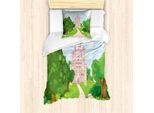 Abakuhaus Set Copripiumino Da Letto Singolo, Edifici Medievali, Antiacaro, Adatto A Chi Soffre Di Allergie, Con Federa, 135 Cm X 200 Cm - 80 X 80 Cm, Multicolore