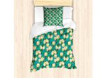 Abakuhaus Set Copripiumino Giallo E Blu Per Letti Singoli, English Roses, Antiacaro, Adatto A Chi Soffre Di Allergie, Con Federa, 135 Cm X 200 Cm - 80 X 80 Cm, Giallo Seafoam