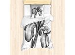 Set Copripiumino Abakuhaus Per Letti Singoli, Stile Dotwork Lily Bloom, Antiacaro E Anallergico Con Federa, 135 Cm X 200 Cm - 80 X 80 Cm, Bianco E Nero