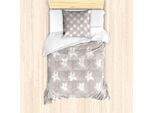 Abakuhaus Set Copripiumino Per Letto Singolo, Linee Vorticose, Antiacaro, Adatto A Chi Soffre Di Allergie, Con Federa, 135 Cm X 200 Cm - 80 X 80 Cm, Taupe Caldo E Bianco