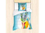 Abakuhaus Set Copripiumino Per Letto Singolo, Pop Art Ritratto Colorato, Antiacaro Adatto A Chi Soffre Di Allergie Con Federa, 135 Cm X 200 Cm - 80 X 80 Cm, Multicolore