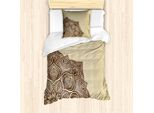 Abakuhaus Set Copripiumino Brown Mandala Per Letti Singoli, Dettagli Floreali, Antiacaro, Adatto A Chi Soffre Di Allergie, Con Federa, 135 Cm X 200 Cm - 80 X 80 Cm, Beige E Marrone
