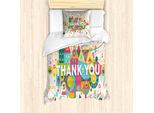Abakuhaus Set Copripiumino Per Letto Singolo, Motivazionale Grazie, Antiacaro, Adatto A Chi Soffre Di Allergie, Con Federa, 135 Cm X 200 Cm - 80 X 80 Cm, Multicolore