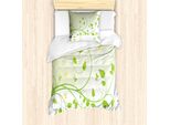 Abakuhaus Set Copripiumino Per Letti Singoli, Foglie Di Alberelli In Fiore, Antiacaro, Adatto A Chi Soffre Di Allergie, Con Federa, 135 Cm X 200 Cm - 80 X 80 Cm, Verde Lime Chiaro