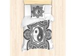 Abakuhaus Set Copripiumino Bianco E Nero Per Letti Singoli, Mandala, Antiacaro, Adatto A Chi Soffre Di Allergie, Con Federa, 135 Cm X 200 Cm - 80 X 80 Cm, Bianco E Nero