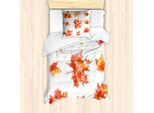 Abakuhaus Set Copripiumino Per Letti Singoli, Foglie Di Acero Canadese, Antiacaro, Adatto A Chi Soffre Di Allergie, Con Federa, 135 Cm X 200 Cm - 80 X 80 Cm, Arancione Bruciato