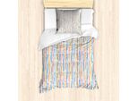 Abakuhaus Set Copripiumino Astratto Per Letti Singoli, Strisce Colorate, Antiacaro, Adatto A Chi Soffre Di Allergie, Con Federa, 135 Cm X 200 Cm - 80 X 80 Cm, Multicolore