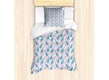 Set Copripiumino Abakuhaus, Motivo Violini Su Sfondo Pastello E Rose Romantiche In Fiore, 135 X 200 Cm + 80 X 80 Cm, Blu Grigio Rosa Chiaro