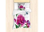 Abakuhaus Set Copripiumino Per Letto Singolo, Peonie E Libellule, Antiacaro, Adatto A Chi Soffre Di Allergie, Con Federa, 135 Cm X 200 Cm - 80 X 80 Cm, Multicolore