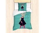 Abakuhaus Set Copripiumino Per Letto Singolo, Rocker Old Lady, Antiacaro, Adatto A Chi Soffre Di Allergie, Con Federa, 135 Cm X 200 Cm - 80 X 80 Cm, Multicolore