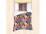 Abakuhaus Set Copripiumino Astratto Per Letti Singoli, Piastrelle Colorate Diagonali, Antiacaro, Adatto A Chi Soffre Di Allergie, Con Federa, 135 Cm X 200 Cm - 80 X 80 Cm, Multicolore