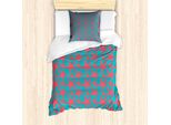 Abakuhaus Set Copripiumino Nautico Per Letti Singoli, Motivo Stelle Marine, Antiacaro, Adatto A Chi Soffre Di Allergie, Con Federa, 135 Cm X 200 Cm - 80 X 80 Cm, Verde Acqua E Corallo