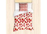 Abakuhaus Set Copripiumino Per Letto Singolo, Strawberry, Frutta Estiva, Antiacaro, Adatto A Chi Soffre Di Allergie, Con Federa, 135 Cm X 200 Cm - 80 X 80 Cm, Multicolore