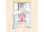 Abakuhaus Set Copripiumino Per Letti Singoli, Castello Da Favola, Antiacaro, Adatto A Chi Soffre Di Allergie, Con Federa, 135 Cm X 200 Cm - 80 X 80 Cm, Azzurro, Rosa E Beige